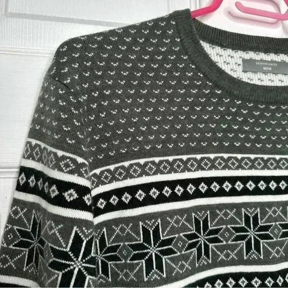 Denver  Hayes Sweater Crew Neck Grey/White/Black Size Medium - Picture 2 of 16